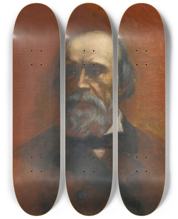 Triptych art skateboard deck of Henryk Siemiradzki Portrait Of A Man Said To Be Walerjan Zawisza Linkowiec by Henryk Siemiradzki (1843-1902)