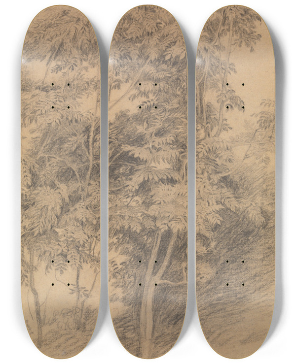 Triptych art skateboard deck of Sir David Wilkie Tree Study by Sir David Wilkie (1785-1841)