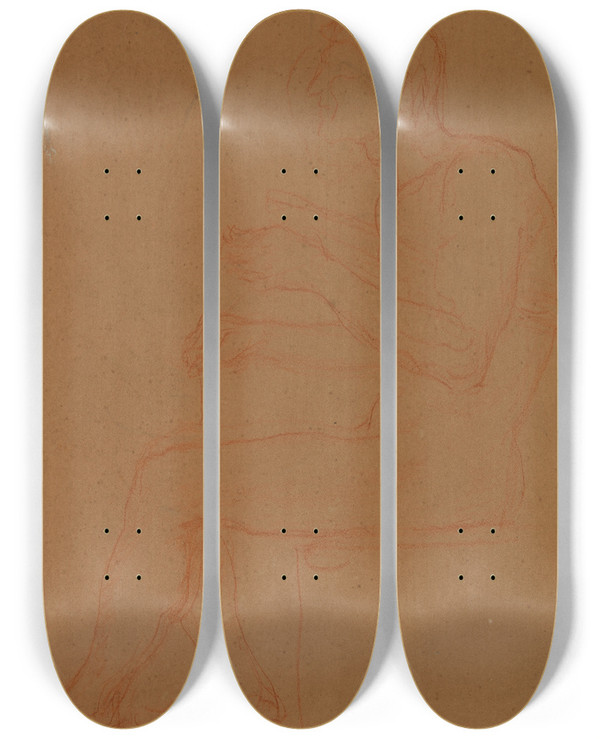 Triptych art skateboard deck of Pierre Puvis De Chavannes Homme Assis De Profil Gauche by Pierre Puvis De Chavannes (1824-1898)