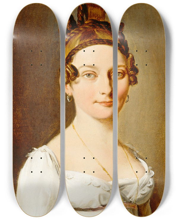 Triptych art skateboard deck of Louis Lopold Boilly Portrait Of A Lady by Louis Leopold Boilly (1761-1845)