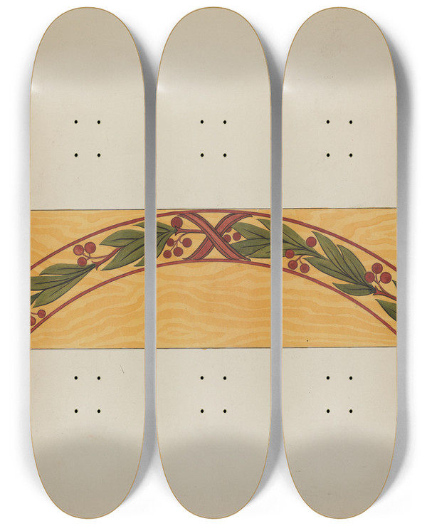 Triptych art skateboard deck of Wellington Blewett Decorative Panels_1 by Wellington Blewett (20-)