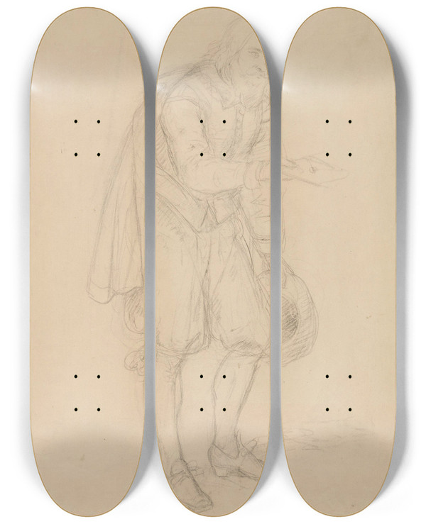 Triptych art skateboard deck of Adolph Tidemand Hoffmann Som Overrekker Et Brev by Adolph Tidemand (1814-1876)