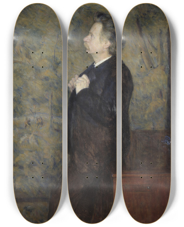 Triptych art skateboard deck of Erik Werenskiold Edvard Grieg Composer by Erik Werenskiold (1855-1938)