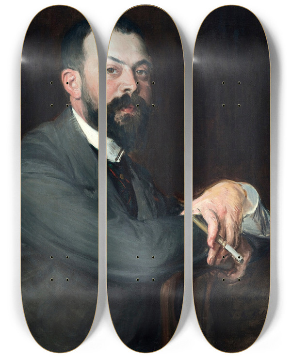 Triptych art skateboard deck of Jacquesmile Blanche Portrait De Monsieur Lon Pissard Jeune by Jacques-mile Blanche (1861-1942)