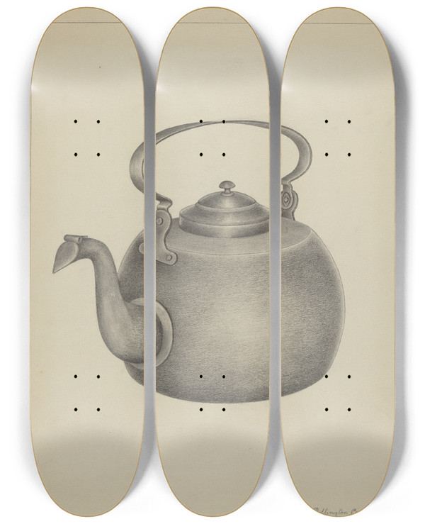 Triptych art skateboard deck of Rollington Campbell Kettle by Rollington Campbell