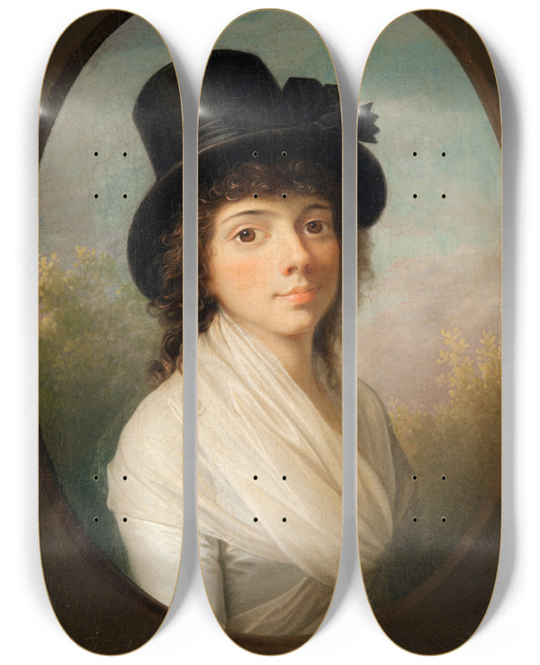 Triptych art skateboard deck of Jens Juel Petronelle Rmeling by Jens Juel (1745-1802)