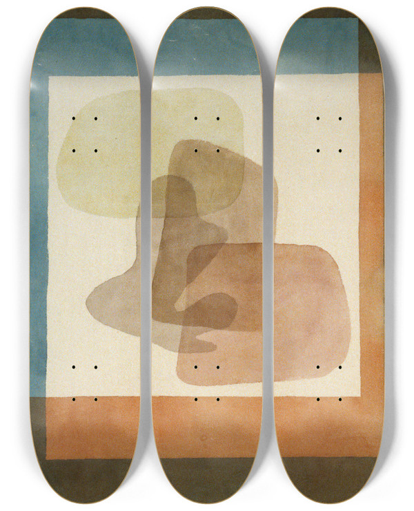 Triptych art skateboard deck of Paul Klee Freies Streng Gefasst Free Forms Rigidly Mounted by Paul Klee (1879-1940)