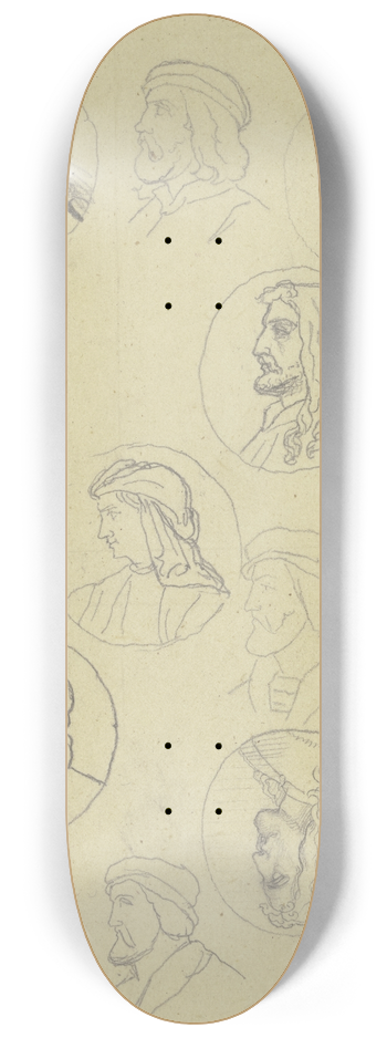 Eugen Eduard Schffer - Kpfchen zur Einfassung der Veitschen Freskobilder im Stdelschen Kunstinstitut 8.25 inch art skate deck