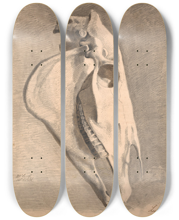 Triptych art skateboard deck of Johan Thomas Lundbye Hestekranium by Johan Thomas Lundbye (1818-1848)