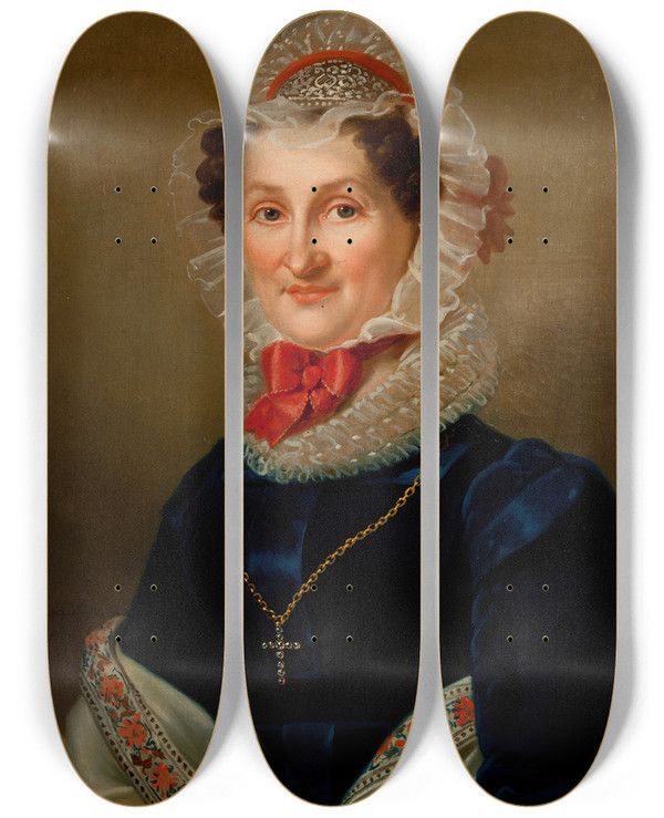 Triptych art skateboard deck of Karol Schweikart Portrait Of Teresa Hausner by Karol Schweikart (1772-1855)
