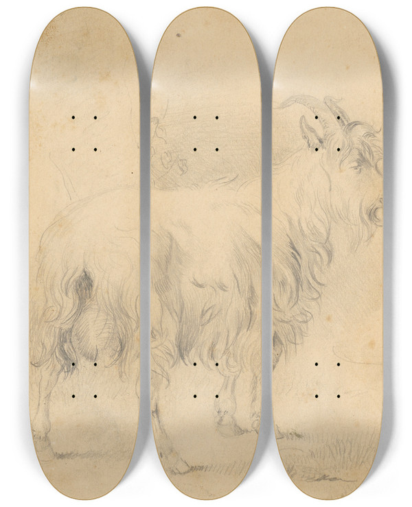 Triptych art skateboard deck of Frantiek Belopotock Kresba Capa by Frantisek Belopotocky (1819-1878)