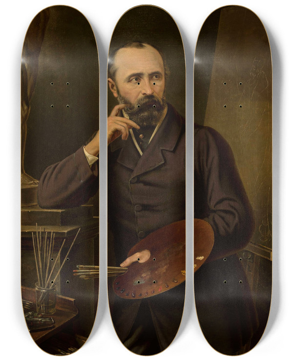 Triptych art skateboard deck of Franciszek Mielnicki Posthumous Portrait Of Jzef Simmler by Franciszek Mielnicki (1820-1892)