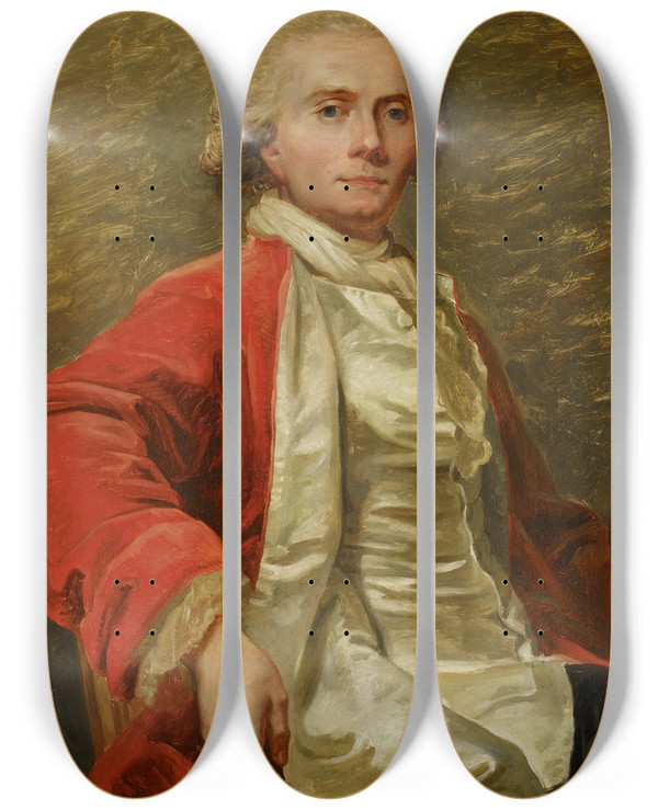 Triptych art skateboard deck of Jean Laurent Mosnier Selfportrait by Jean Laurent Mosnier (1743-1808)