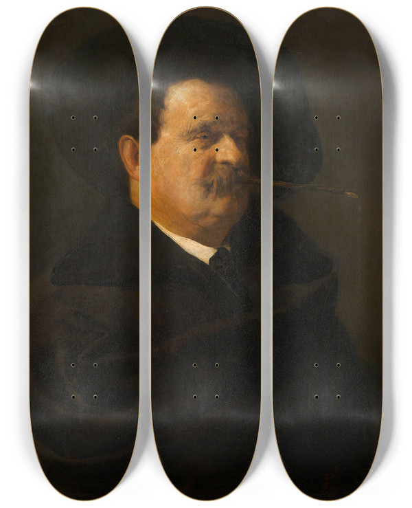 Triptych art skateboard deck of Carl Rudolf Huber Josef Zrnich Tiermaler by Carl Rudolf Huber (1839-1896)