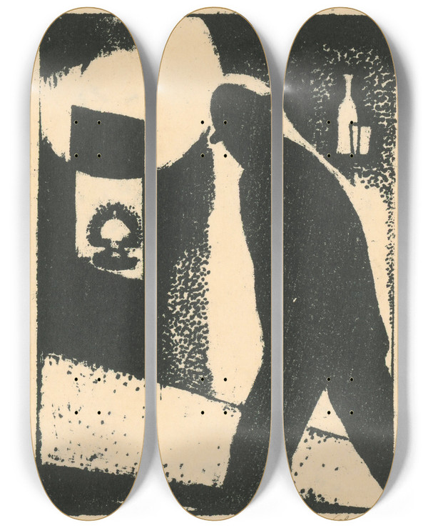 Triptych art skateboard deck of Mikul Galanda Periphery_2 by Mikulas Galanda (1895-1938)