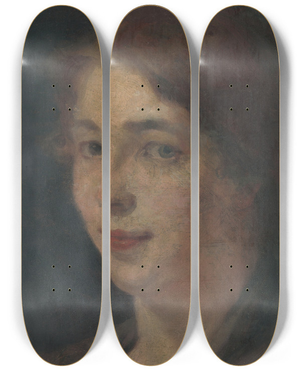 Triptych art skateboard deck of Udovt Pitthordt Portrt Dcry by udovt Pitthordt (1860-1946)