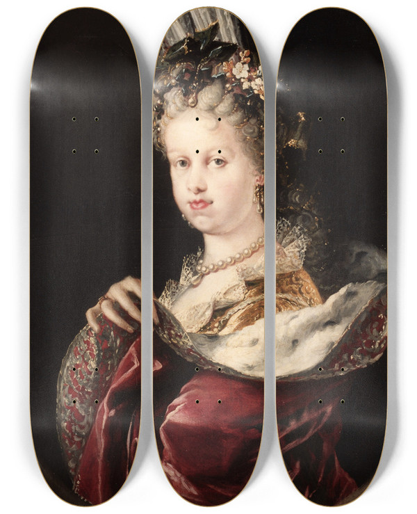 Triptych art skateboard deck of Miguel Jacinto Melndez Mara Luisa Gabriela De Saboya_1 by Miguel Jacinto Melendez (1679-1734)