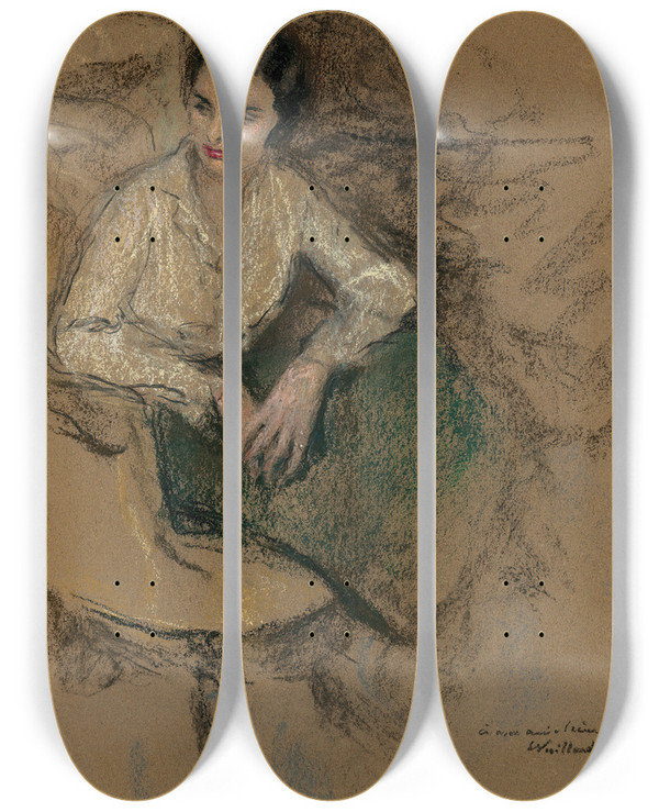 Triptych art skateboard deck of Douard Vuillard Portrait Dirne Montanet_2 by douard Vuillard (1868-1940)