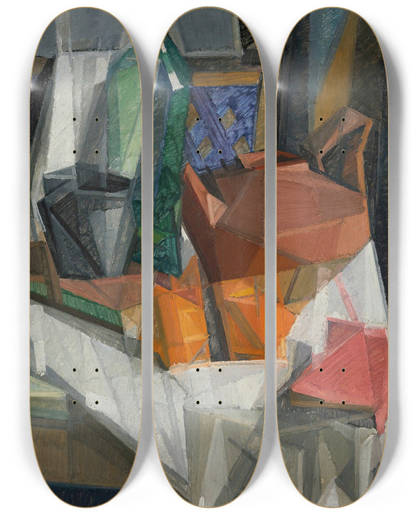 Triptych art skateboard deck of Georges Valmier Nature Morte No 3 by Georges Valmier (1885-1937)