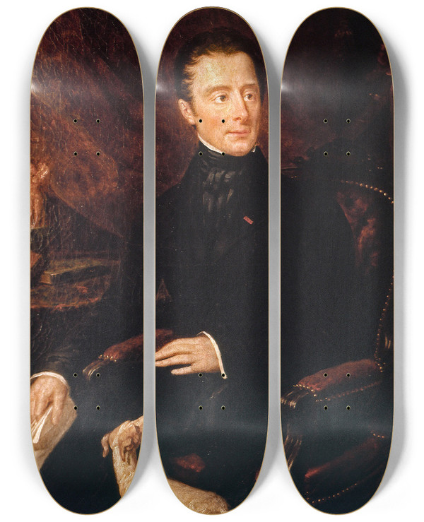 Triptych art skateboard deck of Lisa De Lamartine Portrait Dalphonse De Lamartine 17901869 Pote Et Homme Politique by lisa de Lamartine (1790-1863)