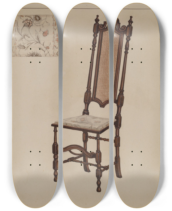 Triptych art skateboard deck of Nicholas Gorid Side Chair_2 by Nicholas Gorid (20-)