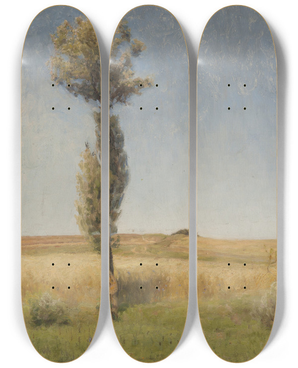 Triptych art skateboard deck of Julius Paulsen The Tree by Julius Paulsen (1860-1940)