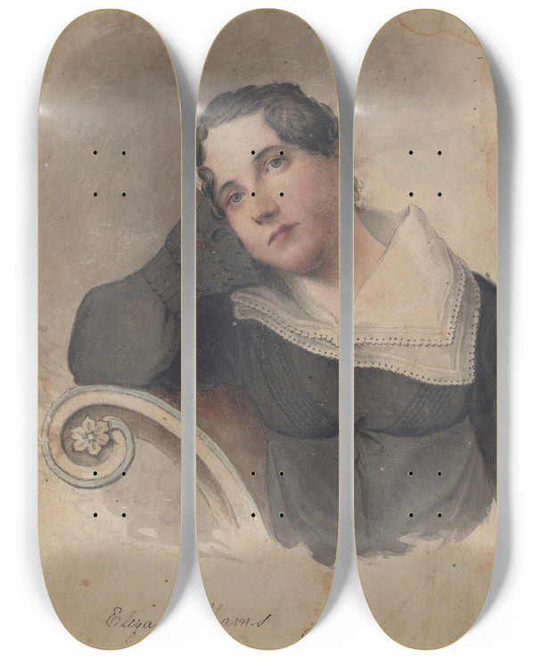 Triptych art skateboard deck of James Barton Longacre Eliza Williams by James Barton Longacre (1794-1869)