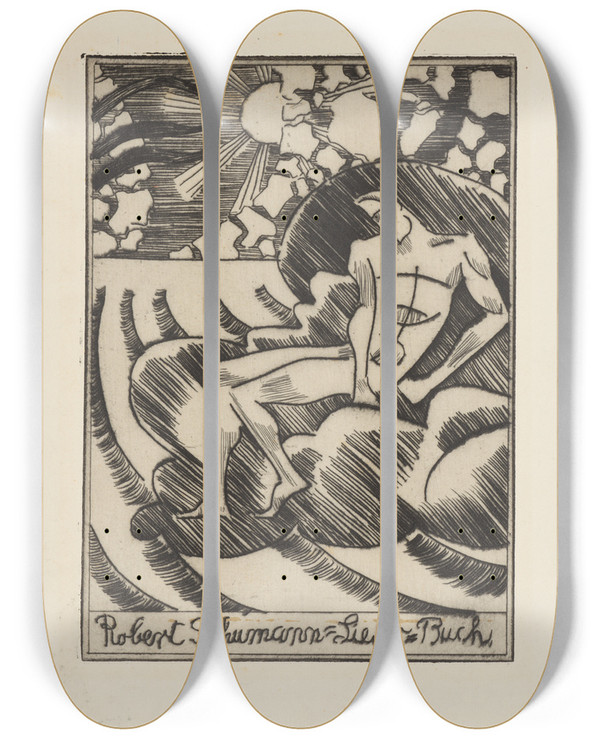 Triptych art skateboard deck of August Babberger Robert Schumann Liederbuch by August Babberger (1885-1936)