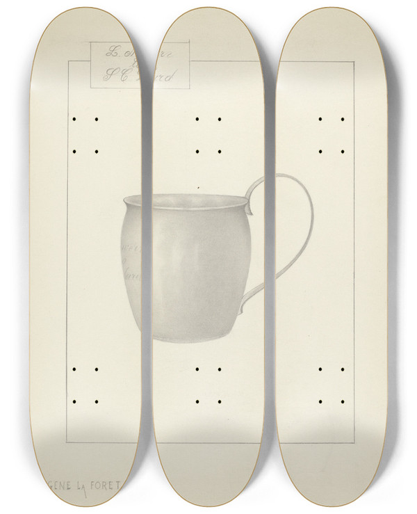 Triptych art skateboard deck of Eugene La Foret Silver Cup by Eugene La Foret