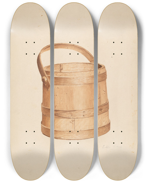 Triptych art skateboard deck of Ardella Watkins Sugar Bucket by Ardella Watkins