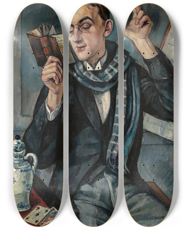 Triptych art skateboard deck of Roman Kramsztyk Poeta Portret Jana Lechonia by Roman Kramsztyk (1885-1942)