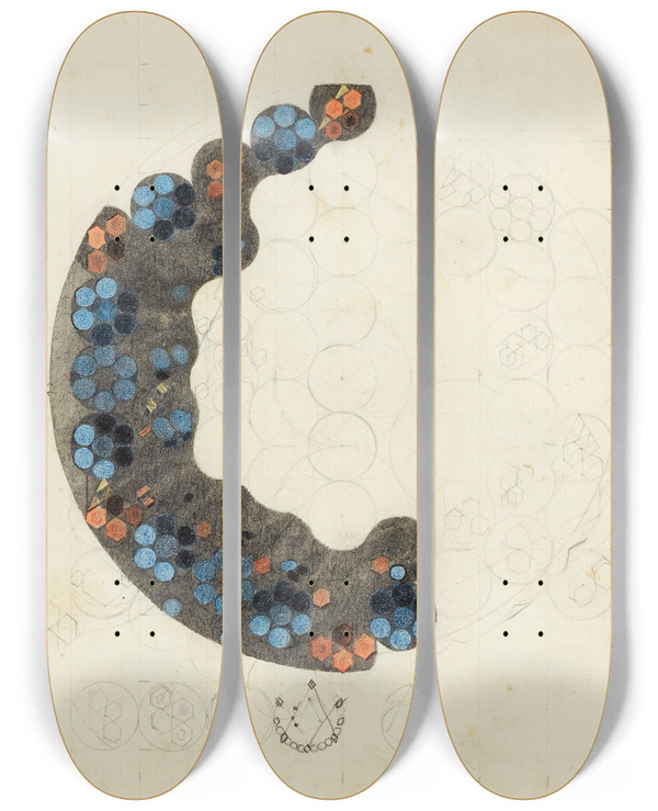 Triptych art skateboard deck of Otto Meyeramden Studie Zum Glasfenster Im Zwinglihaus Zrichwiedikon by Otto Meyer-Amden (1885-1933)