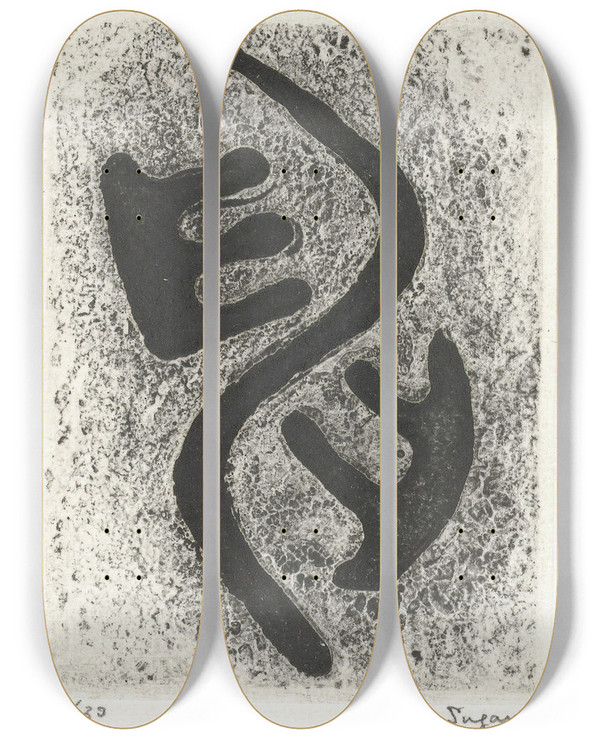 Triptych art skateboard deck of Yo Sugano Fantasie In Zwart by Yo Sugano (20-)