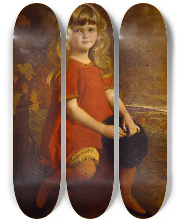 Triptych art skateboard deck of George De Forest Brush Polly by George De Forest Brush (1855-1941)