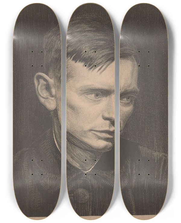 Triptych art skateboard deck of Chris Lebeau Portret Van Jan Mankes by Chris Lebeau (1878-1945)