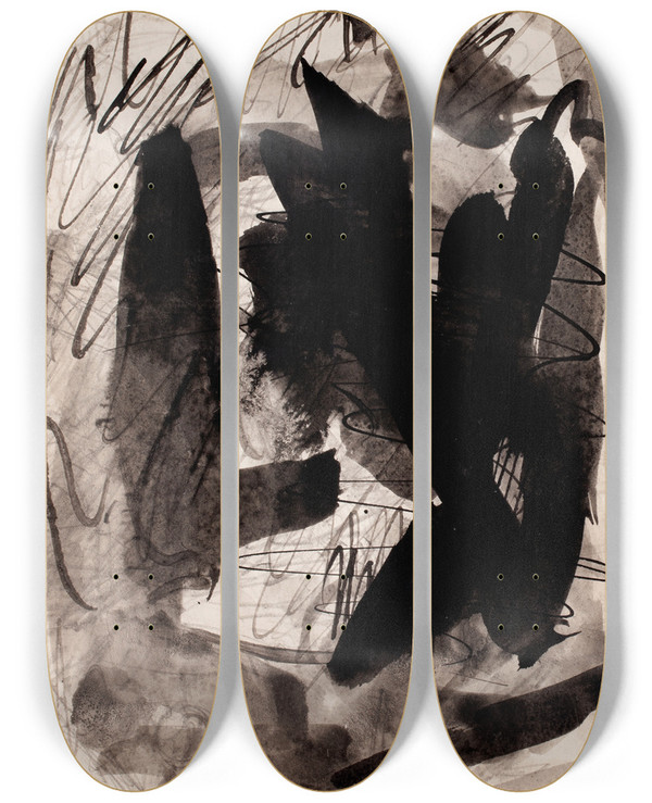 Triptych art skateboard deck of Magnus Enckell Luonnos_1 by Magnus Enckell (1870-1925)