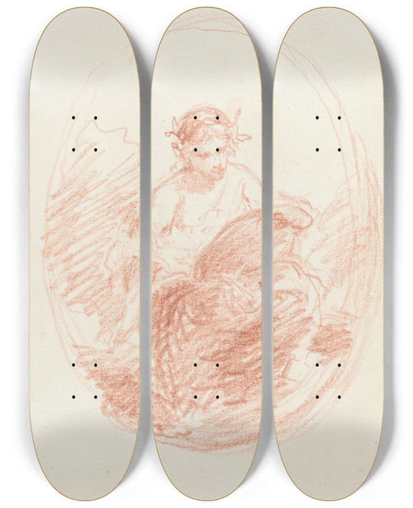 Triptych art skateboard deck of French School Allegorical Figure by French School (16-19-)