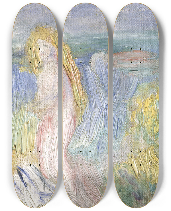 Triptych art skateboard deck of Pierreauguste Renoir Small Study For A Nude by Pierre-Auguste Renoir (1841-1919)