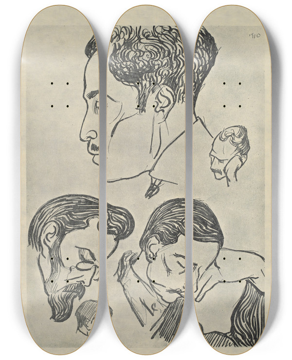 Triptych art skateboard deck of Henri Gaudierbrzeska H Gaudierbrzeska 18911915 Pl15 by Henri Gaudier-Brzeska (1891-1915)