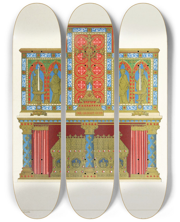 Triptych art skateboard deck of Augustus Pugin Altar Wtith Shrine by Augustus Pugin (1812-1852)