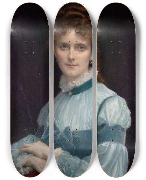 Triptych art skateboard deck of Alexandre Cabanel Portrait Of Miss Fannyclapp by Alexandre Cabanel (1823-1889)