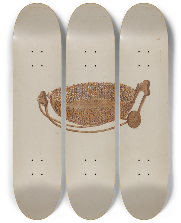 Triptych art skateboard deck of William F Morris Dolls Cradle by William F Morris