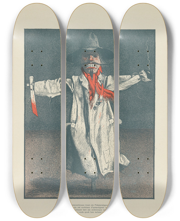 Triptych art skateboard deck of Albert Hahn Vogelverschrikker_2 by Albert Hahn (1877-1918)