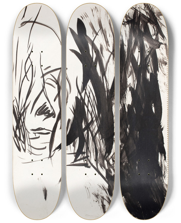 Triptych art skateboard deck of Magnus Enckell Luonnos_3 by Magnus Enckell (1870-1925)