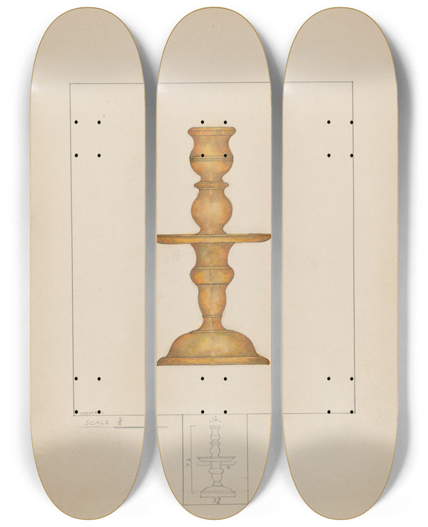 Triptych art skateboard deck of Henry Meyers Candlestick_3 by Henry Meyers (20-)