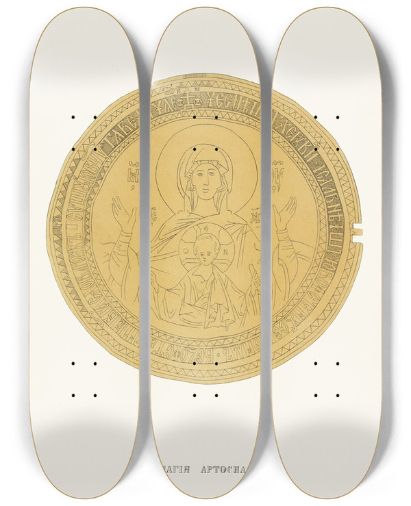 Triptych art skateboard deck of Fedor Grigoryevich Solntsev Panagiia Artosnaia V Nast Velich Izobrazhenie 4 by Fedor Grigoryevich Solntsev (1801-1892)