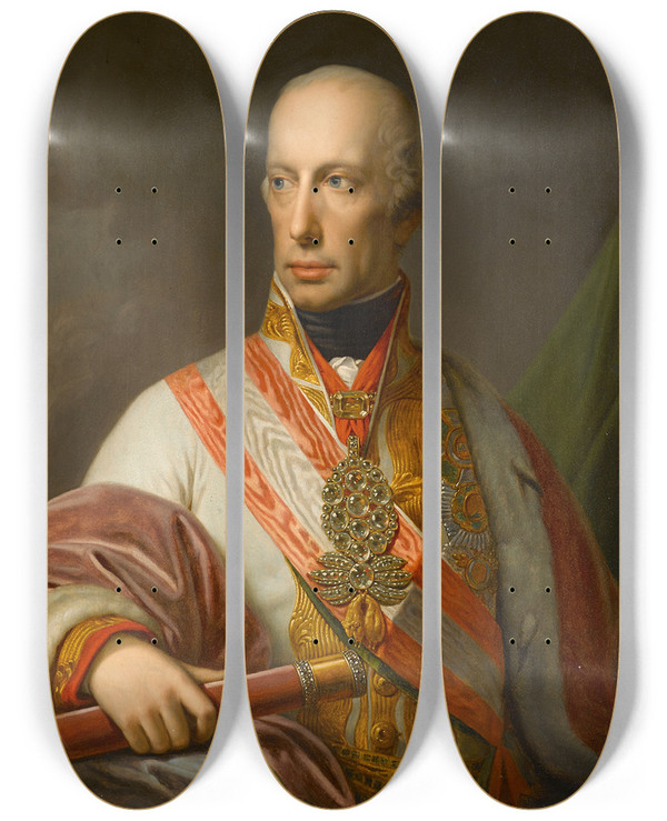 Triptych art skateboard deck of Johann Baptist Von Lampi The Elder A Portrait Of Emperor Francis I Ii Of Austria by Johann Baptist Von Lampi The Elder (1751-1830)