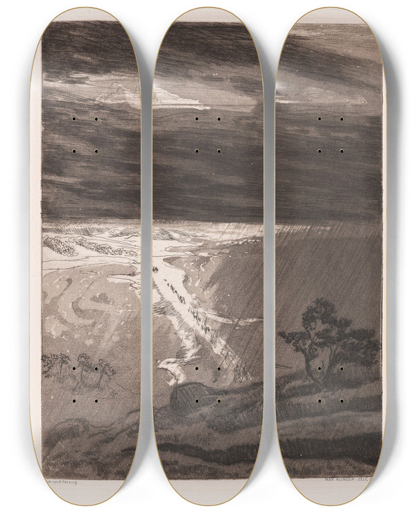 Triptych art skateboard deck of Max Klinger Zelt by Max Klinger (1857-1920)