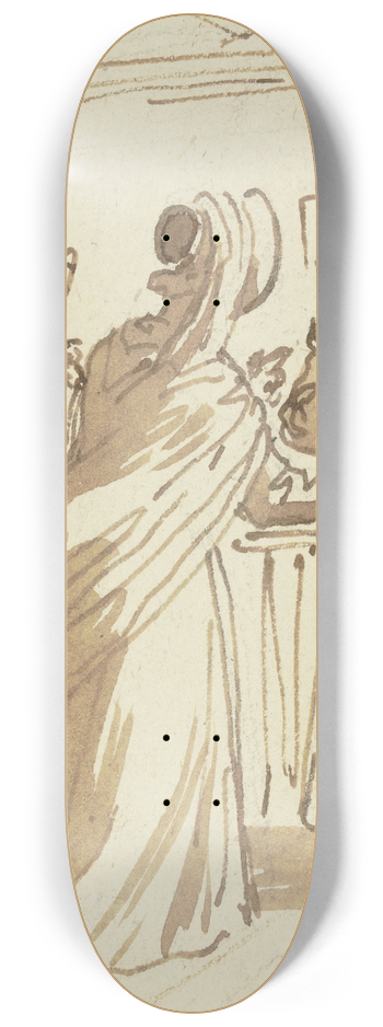 Eugen Klimsch - Zwei Frauen und ein Kind in einem Zimmer 8.25 inch art skate deck