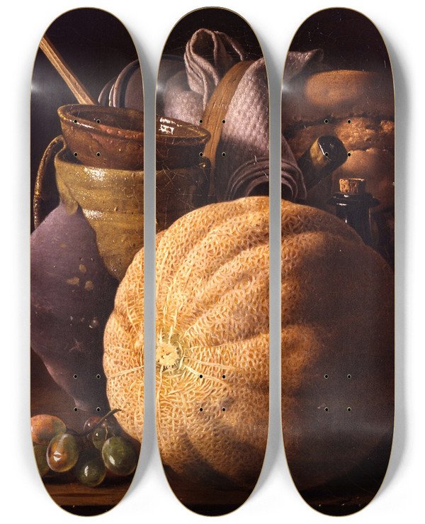 Triptych art skateboard deck of Luis Melndez Still Life by Luis Melendez (1716-1780)